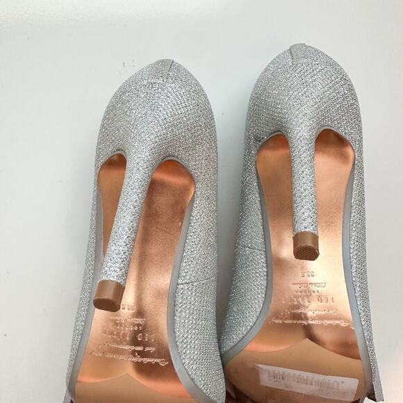 Ted Baker Silver Glitter Metallic Bow Detail Pointed Toe Linesm Pumps Size 38.5 - Picture 9 of 11